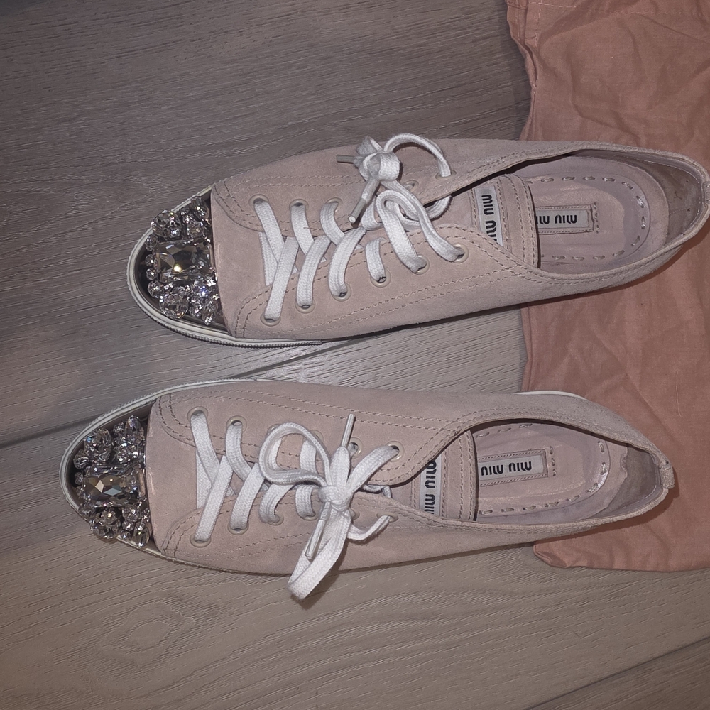Miu Miu Blush Embellished Sneakers